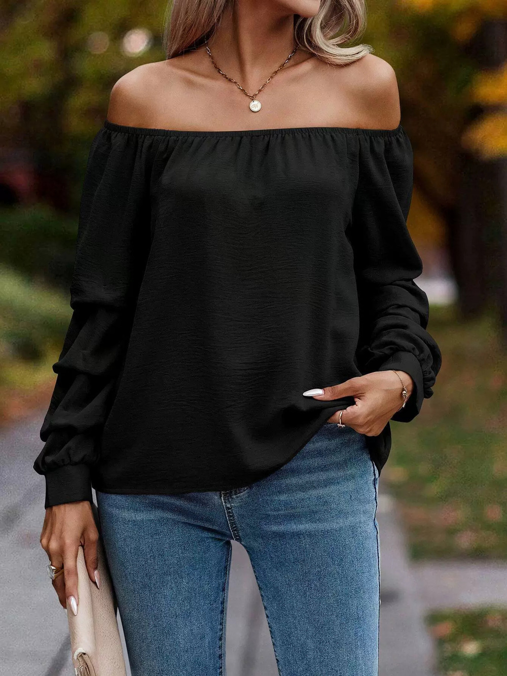 ZARA Elegant Versatile Spring Summer Boat Neck Long Sleeve Top
